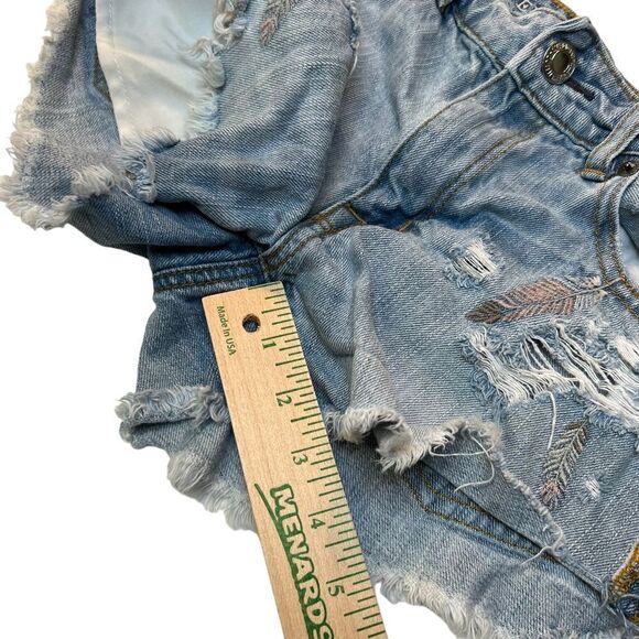 AEO High-Rise Festival Shorts 00 embroidery feathers - Picture 7 of 9